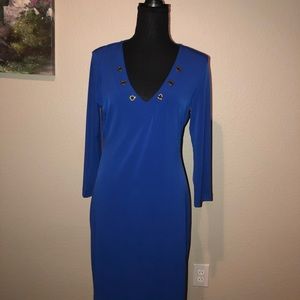 Royal blue Calvin Klein dress. V-neck with Gromit accents.